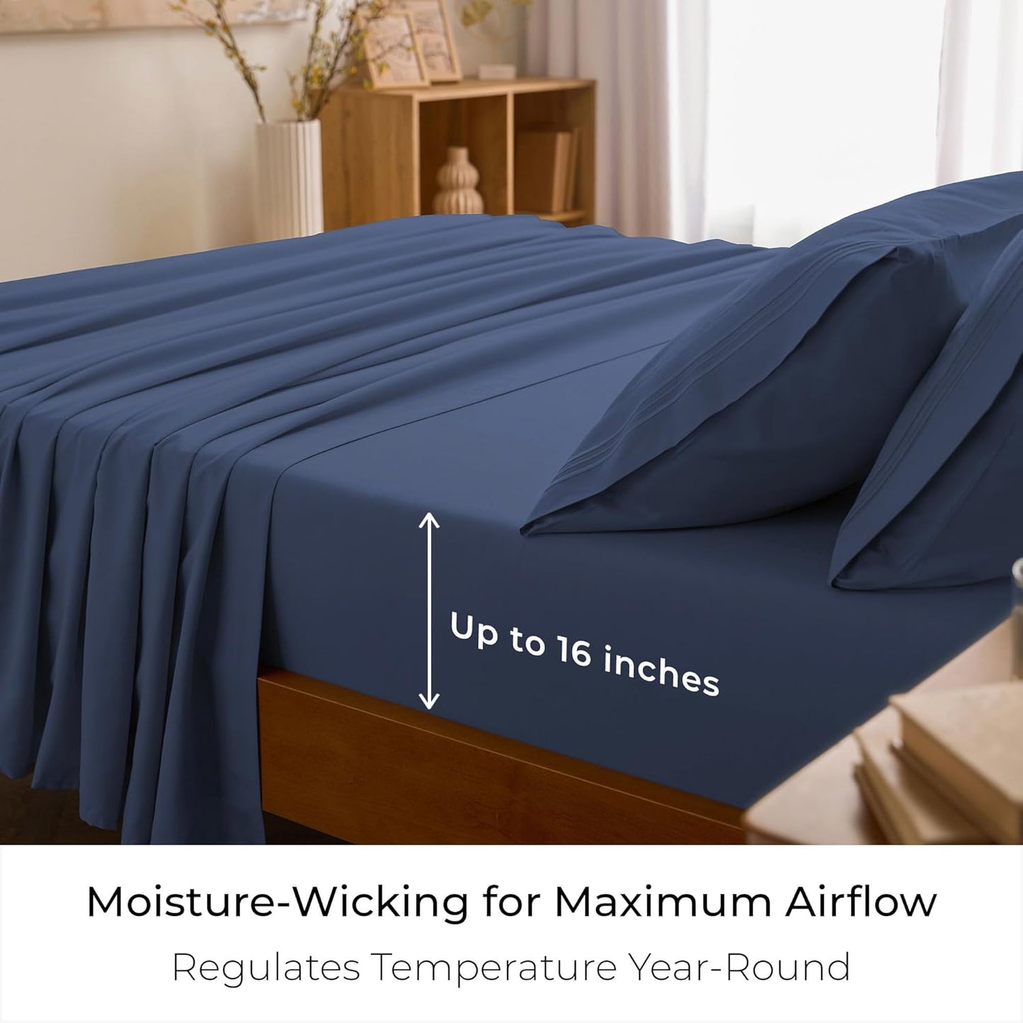 Mellanni Full Sheets Set - 4 PC Hotel Luxury Bedding | Extra Soft, Cooling & Stain Resistant (Full, Blue Nova)