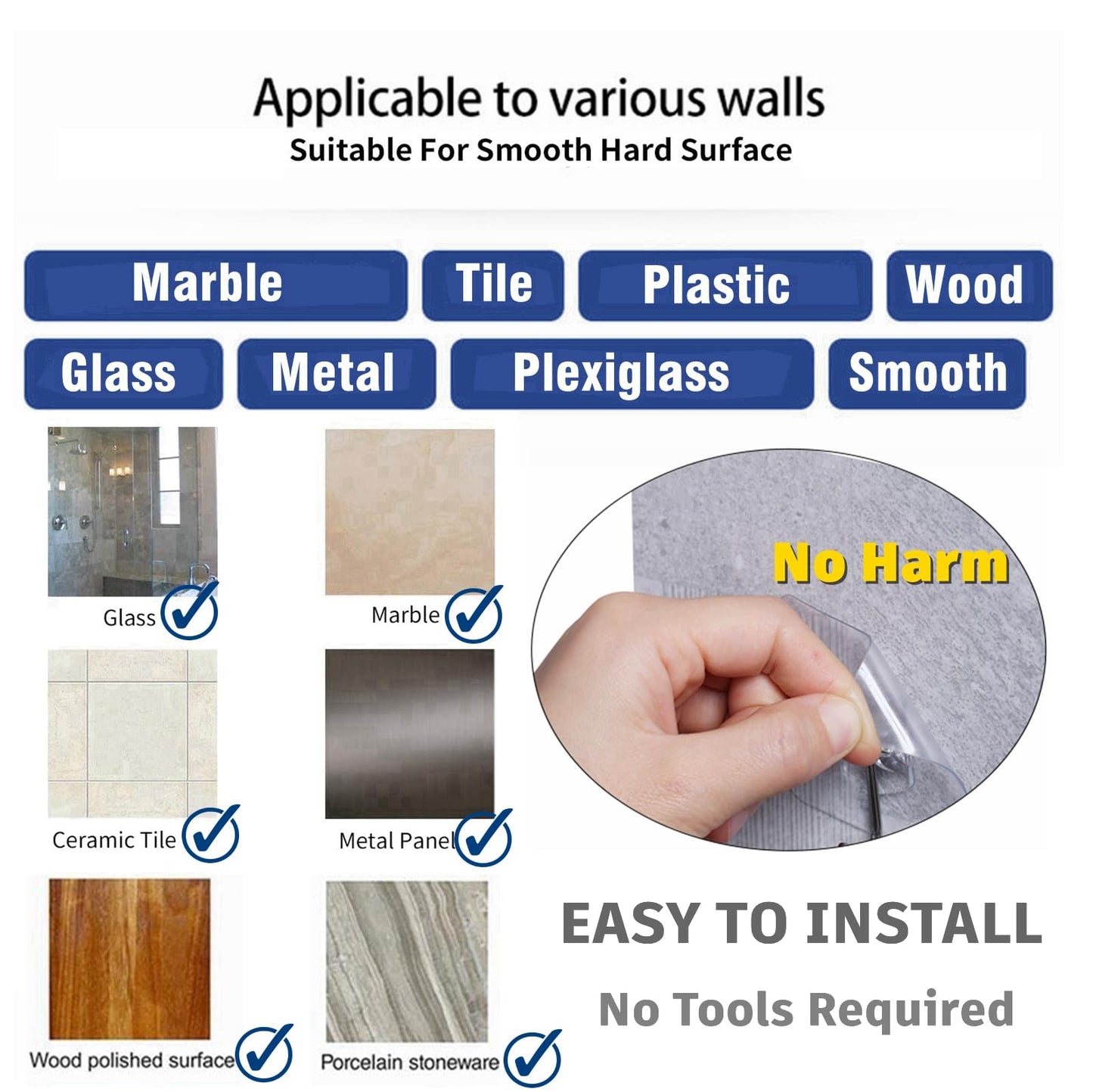 Heavy Duty Adhesive Hooks 18 Pack - Holds 15 lbs, No Drill Stick Plastic Hook Hangers for Hanging Towel Shower Bathroom, Kitchen, Cabinet - Strong Wall Hanger for Ornaments, Apartment Bedroom