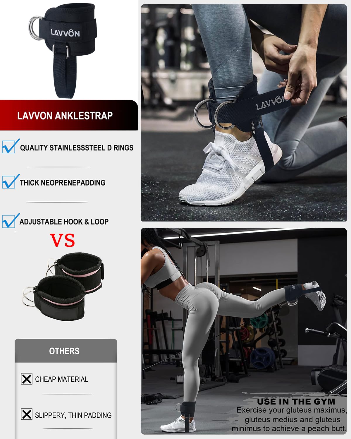 7Pcs-Barbell Pad Set for Hip Thrust - Squat Pad, Bench Press Workout Foam Weight Lifting Bar Cushion,Gym Accessories for Women with Bar Bad,with Gym Ankle Straps,Hip Resistance Bands,Lifting Strap (Black)