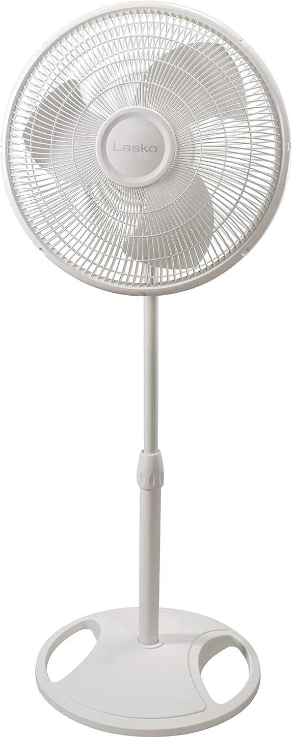 Lasko 2520 16-Inch Oscillating Stand Fan - Powerful Cooling in Sleek White Design