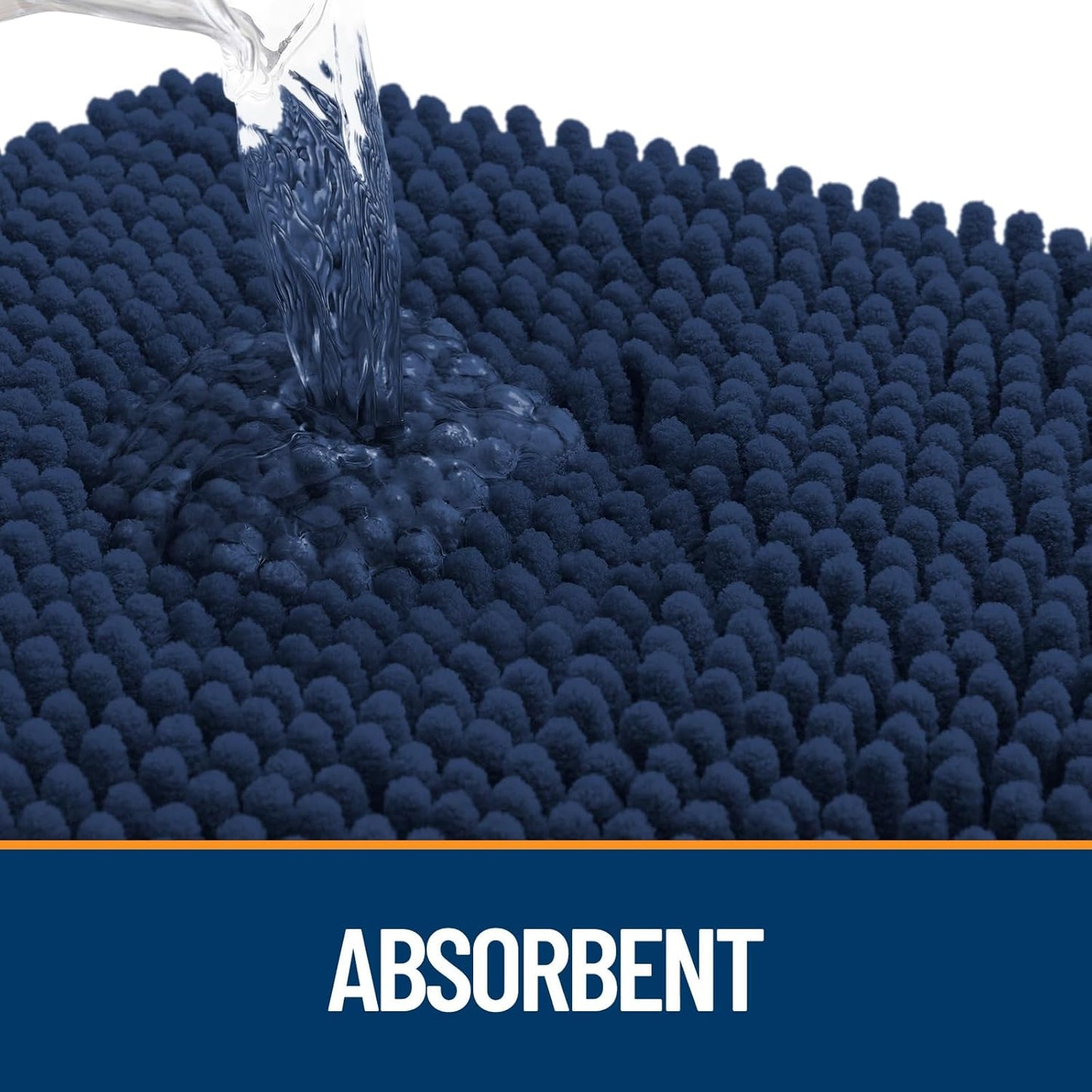 OLANLY Dog Door Mat - Absorbent Non-Slip Chenille Mat for Muddy Paws | 40x24 Dark Blue, Quick Dry