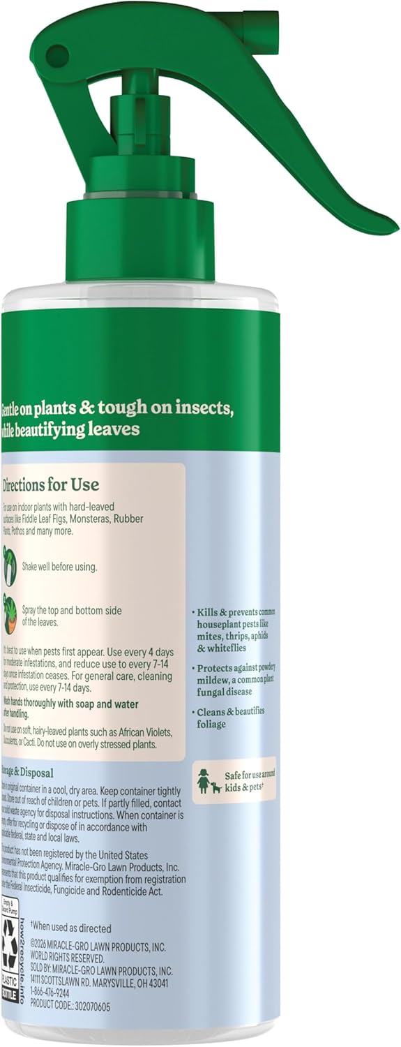 Miracle-Gro Leaf Protect & Shine Spray - 4-in-1 Insecticide, Miticide, Fungicide | 8 fl. oz., 2-Pack