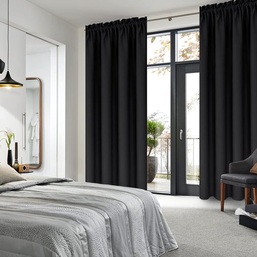 DWCN Blackout Curtains - Thermal Insulated & Noise Reducing | Black, 42x63 Inch, Set of 2 Panels