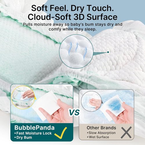 BubblePanda Overnight Diapers - Nighttime Protection with Dual Absorbent Core | Size 5, 72 Count