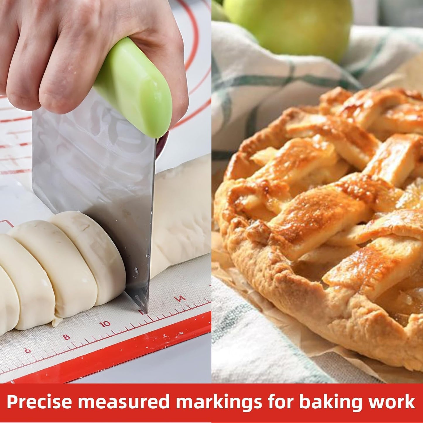 Large Silicone Baking Mat - 32 x 24 Red Pastry Mat with Measurements for Perfect Dough Rolling