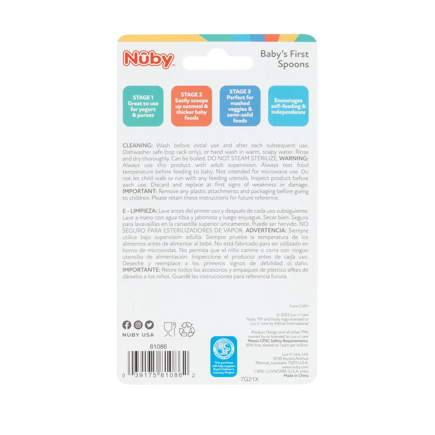 Nuby Baby's First Spoons Set - 3-Pack Feeding Utensils for Babies 6+ Months | Safe & Easy to Use