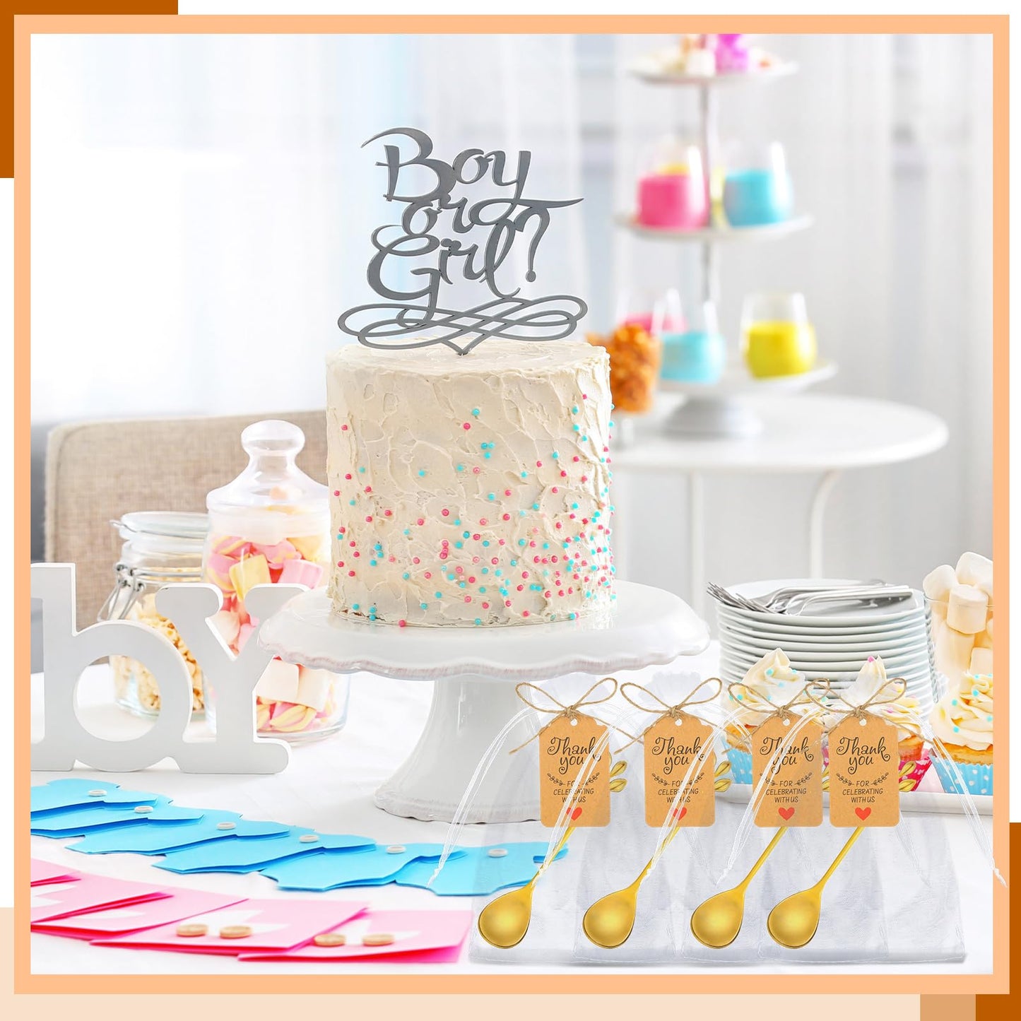 Dandat 50 Sets Bridal Shower Tea Spoons Party Favor for Guest Gold Leaf Mini Spoons Bulk Stainless Steel Honey Teaspoons with Thank You Labels Organza Bags, Wedding Souvenir Gift Party Decorations
