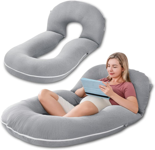 INSEN Pregnancy Pillows, Detachable Body Pillow for Sleeping, Nurse & Relax, Multi-Use Pregnancy Pillows for Pregnant Women, Grey