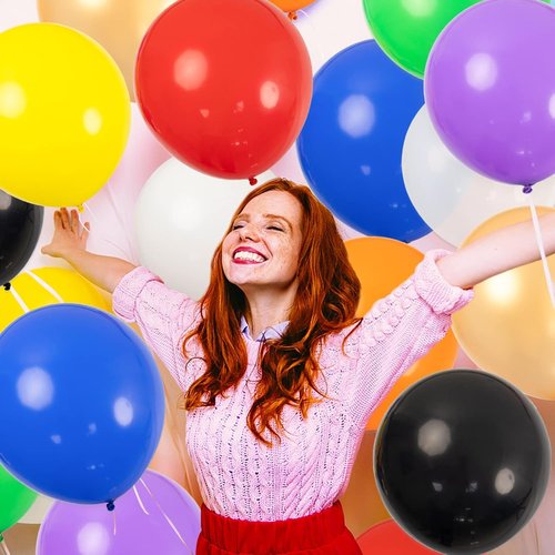 18 Inch Big Balloons Assorted Large Latex Balloon, 24pcs Giant Heavy Duty Balloons for Christmas Birthday Wedding Baby Shower Decorations