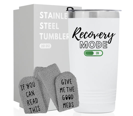 Funny Get Well Soon Gifts for Women, Men, 20oz Hospital Mug, Surgery Recovery Gifts for Chemo Patients, Comes With Socks Saying If You Can Read This, Bring Me