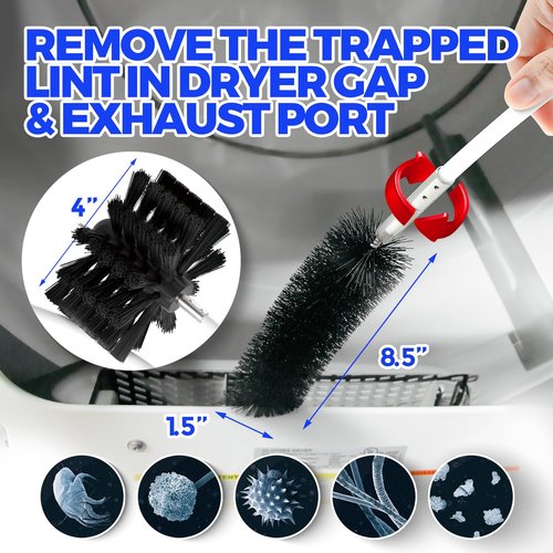 Holikme 15 Feet Dryer Vent Cleaner Kit, Lint Remover, Extends Up to 15 Feet, Synthetic Brush Head, Use with or Without a Power Drill
