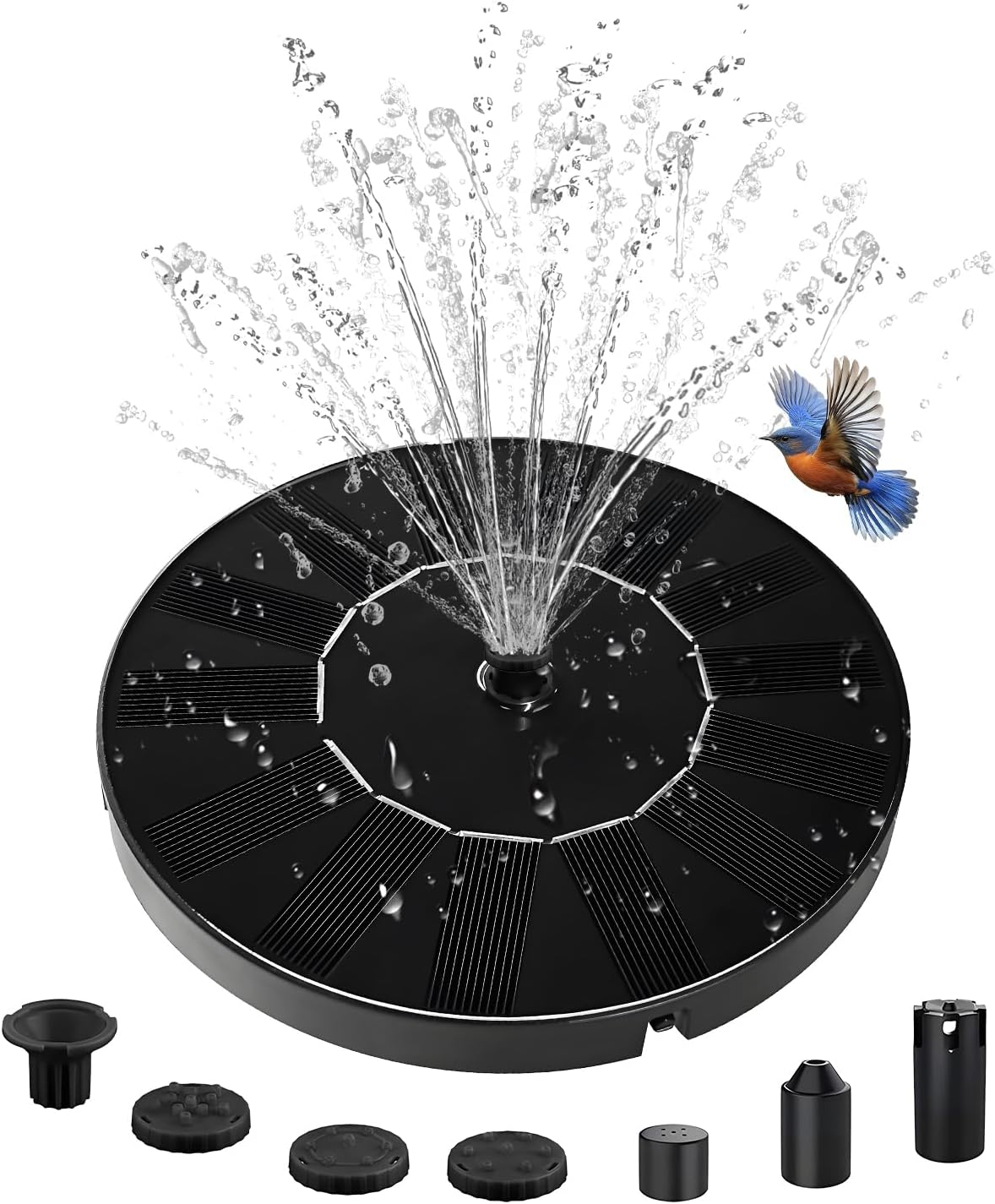 Solar Water Fountain - 2026 Upgraded Solar Powered Pump with 6 Nozzles for Bird Bath & Garden