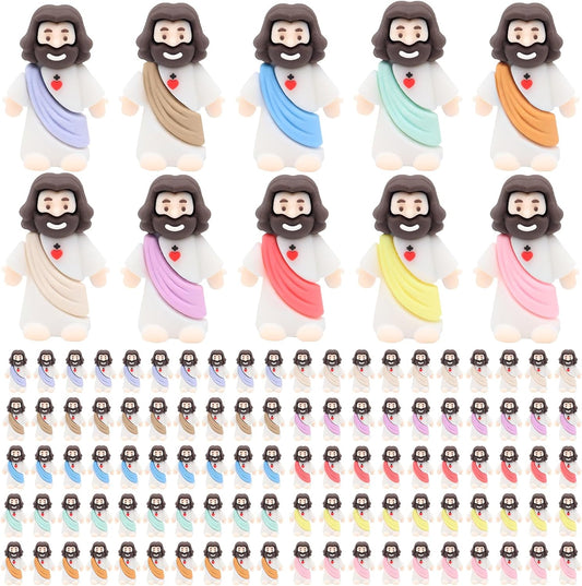 Owurha Pocket Jesus Mini Figures - 100 Pcs Original Design for Religious Parties & Gifts | Tiny Baptism Favors