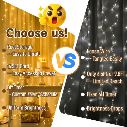 HXWEIYE 300LED Untangled Curtain Lights, 9.8x9.8Ft USB Fairy Twinkle String Lights with Remote and DIY Timer, 8 Modes Window Wall Hanging Light for Bedroom Dorm Backdrop Room Decor, Warm White
