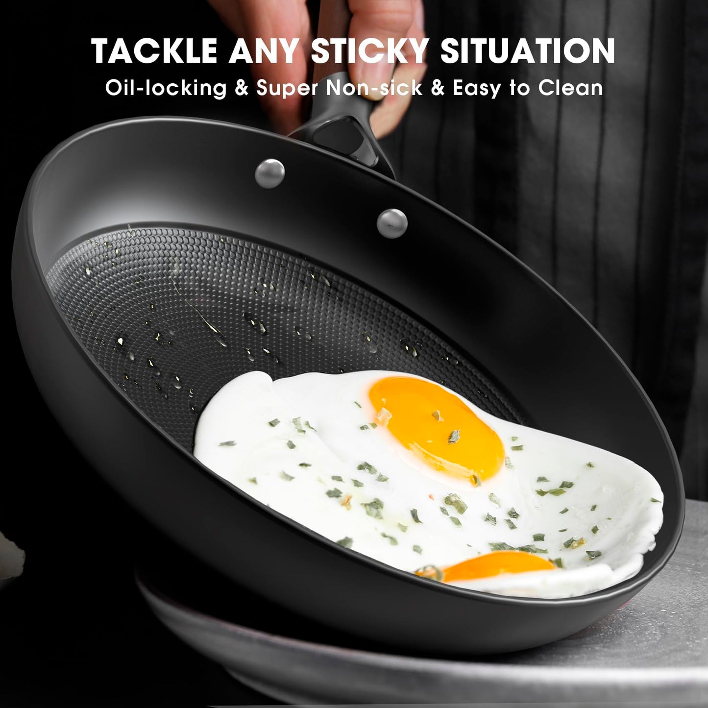 LAMFO 10" Cast Iron Skillets, Nonstick Frying Pans with Detachable Handle, Oven & Dishwasher Safe, Works with All Gas, Electric and Induction Stoves for Men and Women