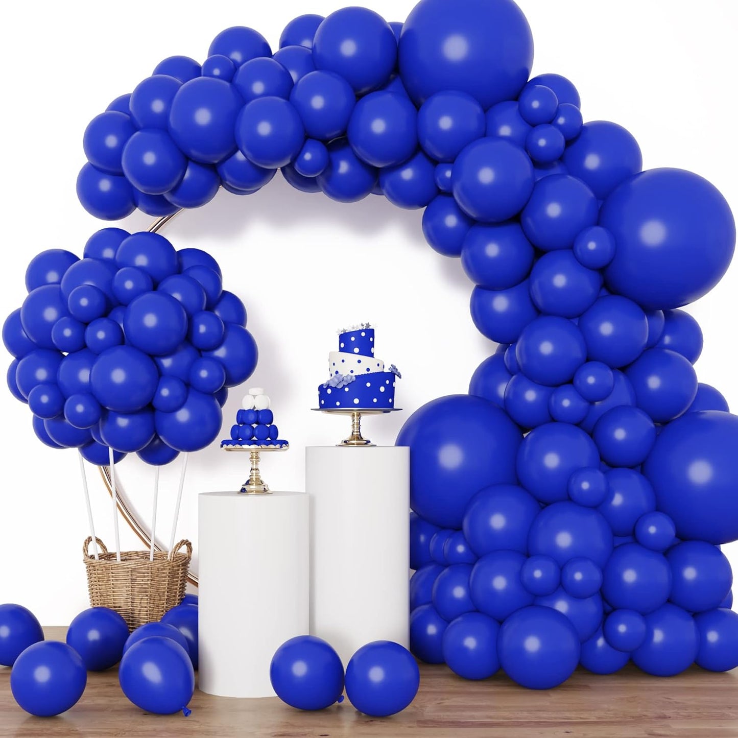 RUBFAC Royal Blue Balloon Arch Kit - 129-Piece Set with Various Sizes for Graduation, Birthday, and Baby Shower Decor
