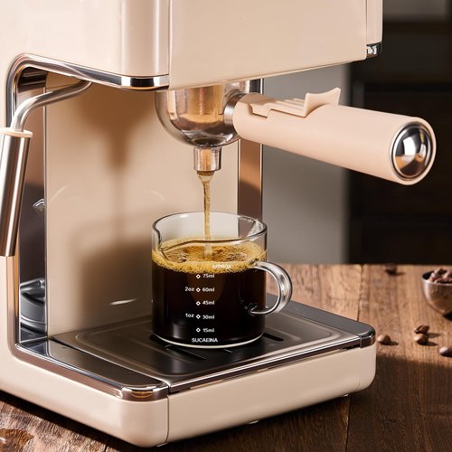 gegewawa Espresso Cups Set of 2 with Handle, 2.5 OZ Double Spout Espresso Shot Cups Glass Measuring Cup with Dual Scale, Espresso Shot Glass with V-Shaped Mouth, Espresso Accessories