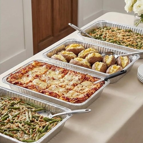 Aluminum Pans Full Size, Large Disposable Roasting & Baking Pan, 21"x13" Deep Foil Pans (10 Pack) Extra Heavy Duty Chafing Trays for Hotels, Restaurants, Caterers, Steam Table, Buffets & Bakeware