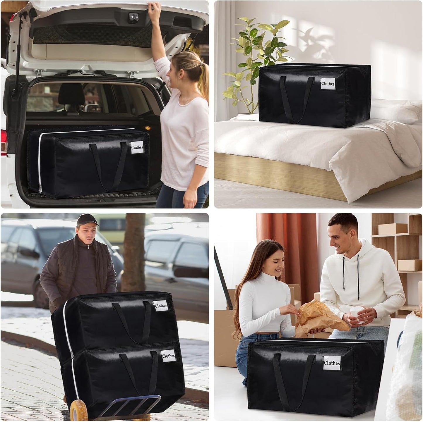 StorageRight Extra Large Moving Bags - Oversized Storage Totes with Strong Handles & Zippers | 76L, 6-Pack for Space Saving & Packing