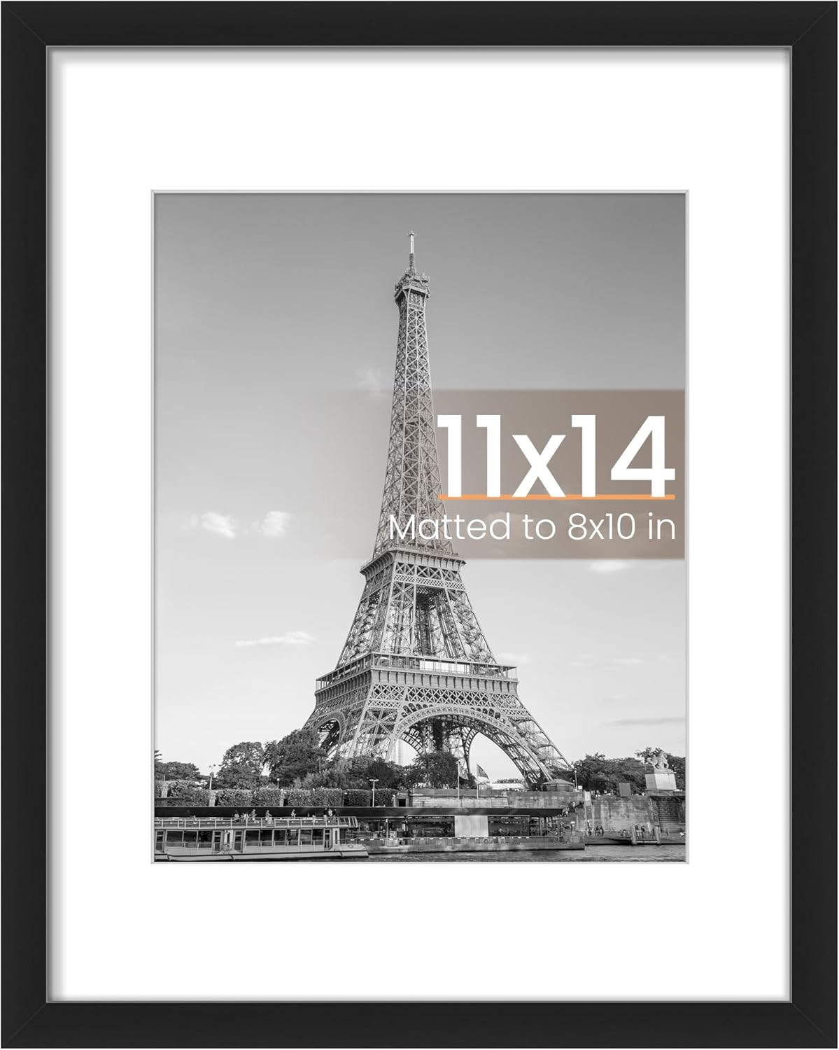 Upsimples 11x14 Picture Frame - Versatile Display for 8x10 with Mat or 11x14 Without Mat - Black, 1 Pack