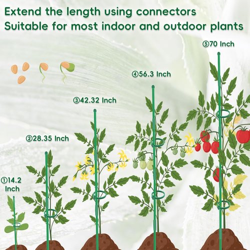 BOVITRO Plant Stakes - 16 Pcs Adjustable Support Stakes for Indoor/Outdoor Plants | 14.2 Inch Length