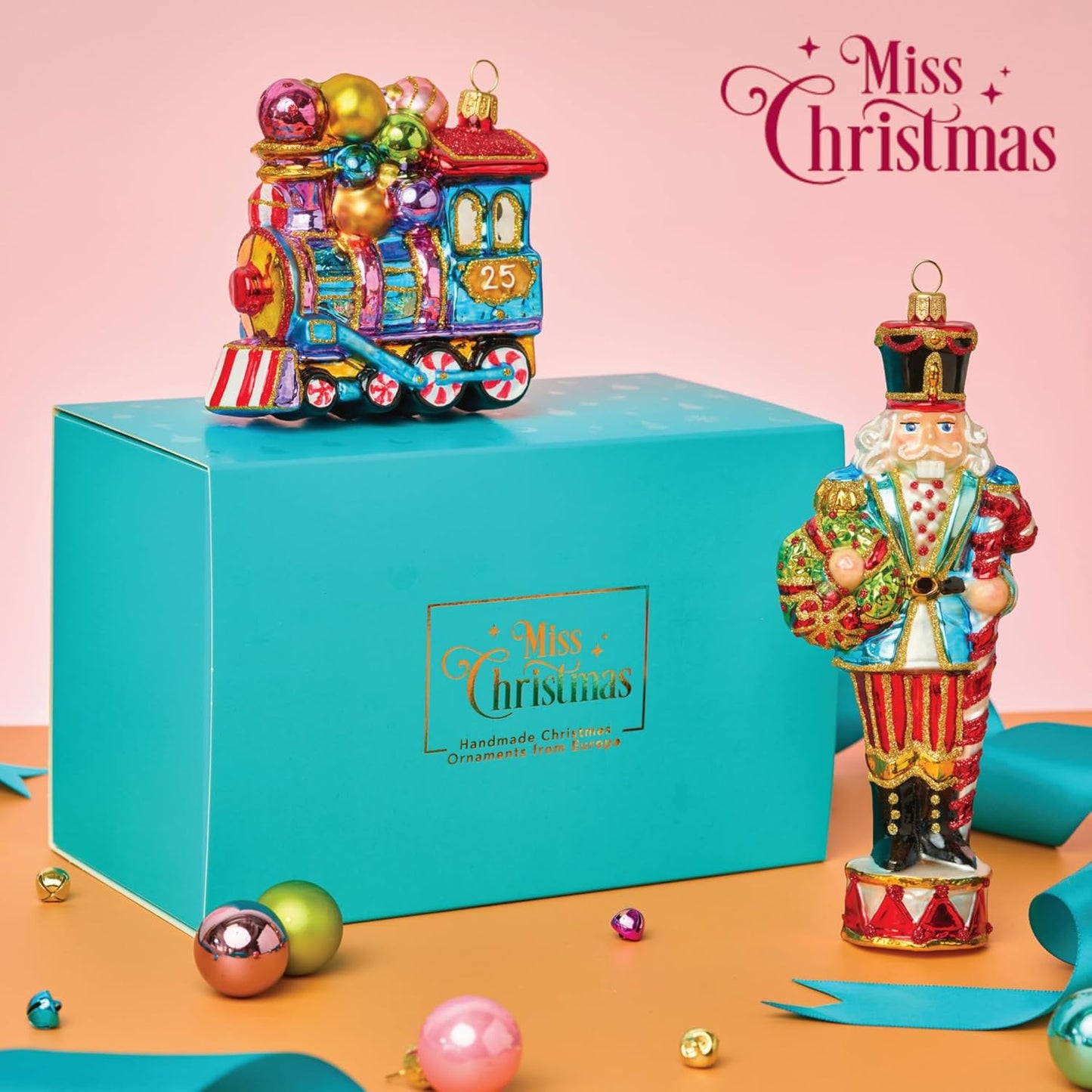 Miss Christmas 2025 Collection Fancy Nutcracker Soldier 7-Inch Blown Glass Christmas Tree Ornament (Festive Nutcracker)