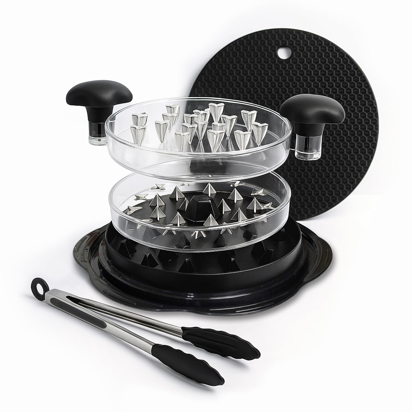 Prepmate Chicken Shredder, Heavy Duty Highly Durable Chicken Shredder Tool Twist, Meat Shredder Machine, BPA Free, Strong Anti-Slip Mat & Tongs, Dishwasher Safe, Suitable for Pork Beef Chicken