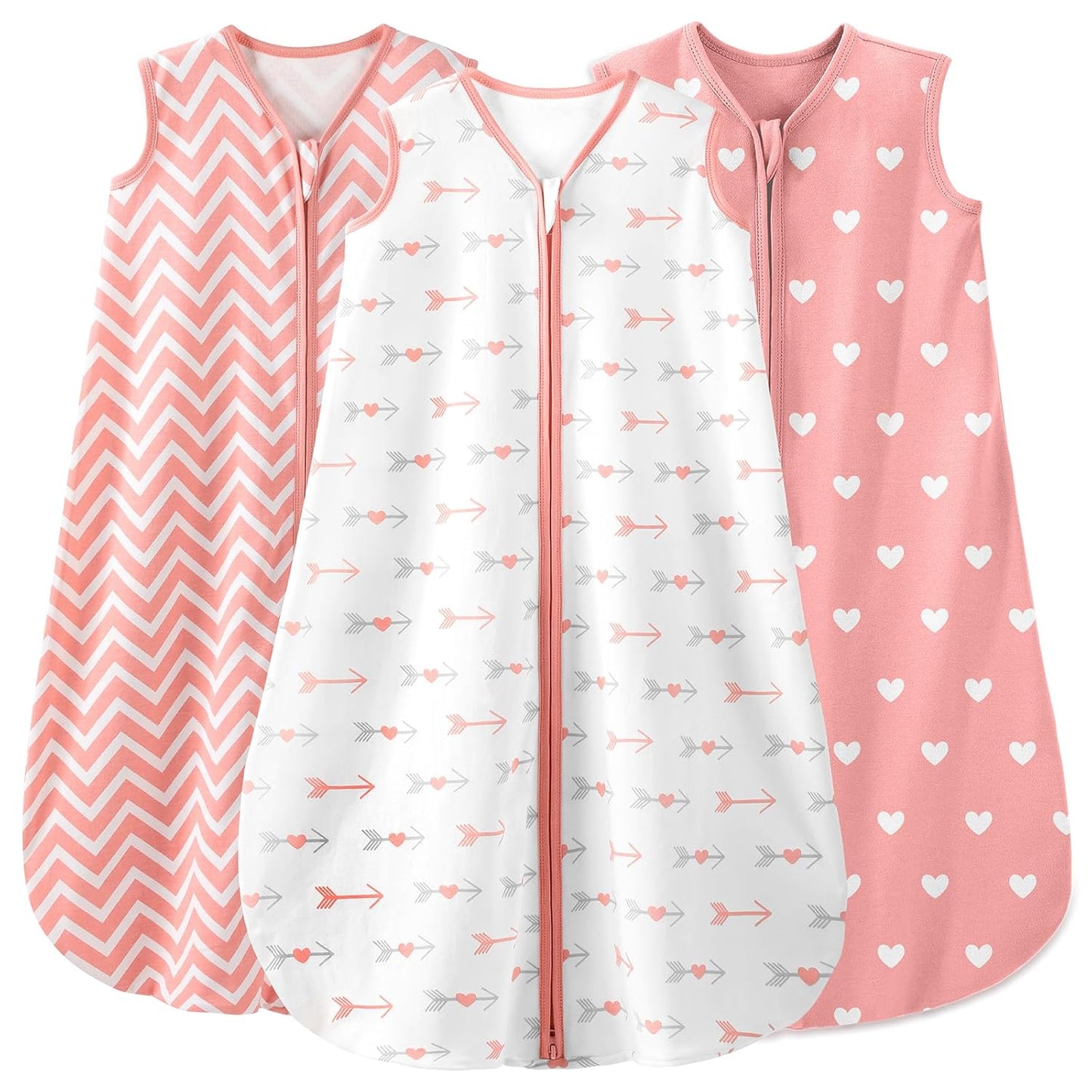 Yoofoss Baby Sleep Sack - 100% Organic Cotton Wearable Blanket | 2-Way Zipper, 0.5 TOG, 3 Pack, Large