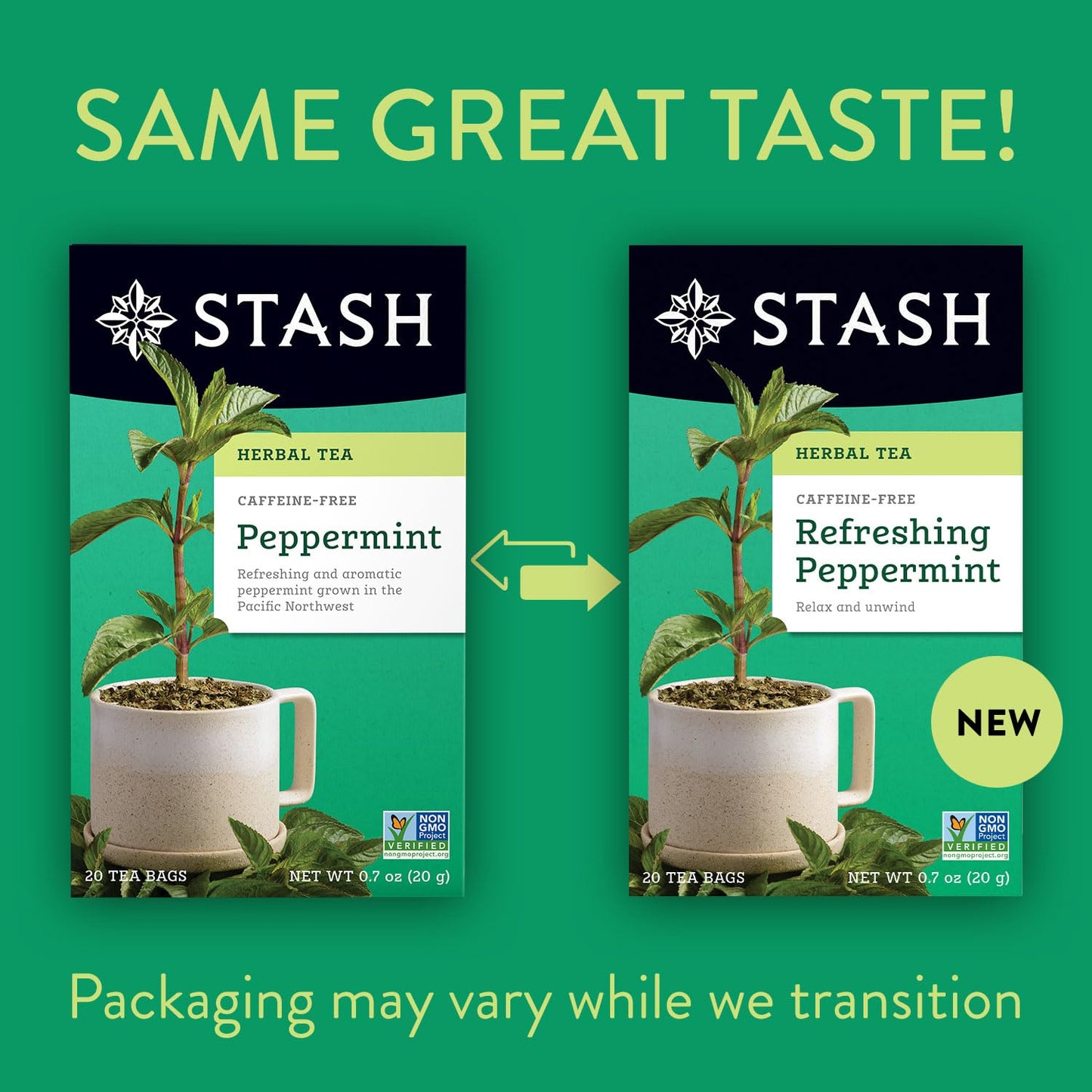 Stash Tea Soothing Herbal Tea Variety Pack - 6 Flavors, 6 Boxes, 18-20 Tea Bags Each