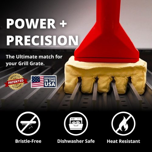 Grill Rescue BBQ Grill Brush - Durable Bristle-Free Scraper Head for Cast Iron & Stainless Steel Grates