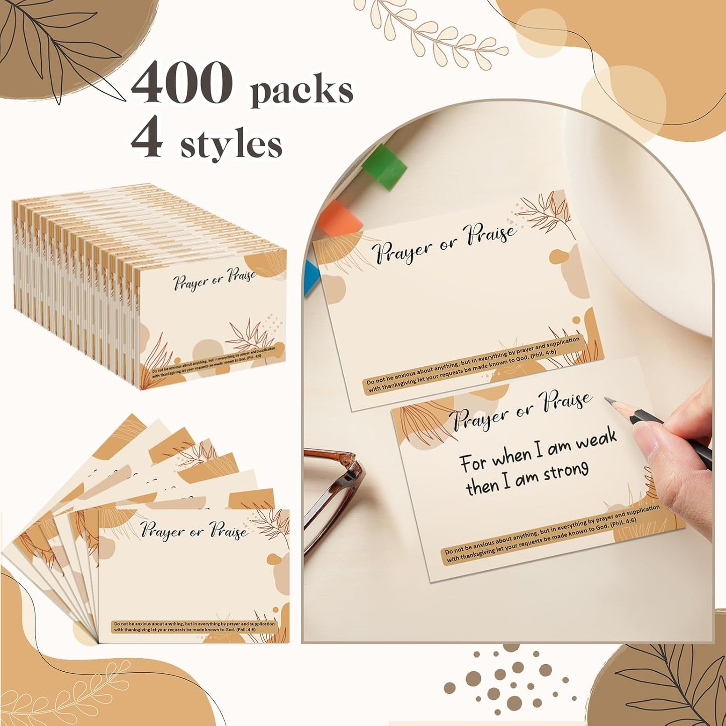 Regine Switzerland 400 Pcs Prayer Cards - Elegant Christian Scripture for Baptism & First Communion Gifts | Boho Design