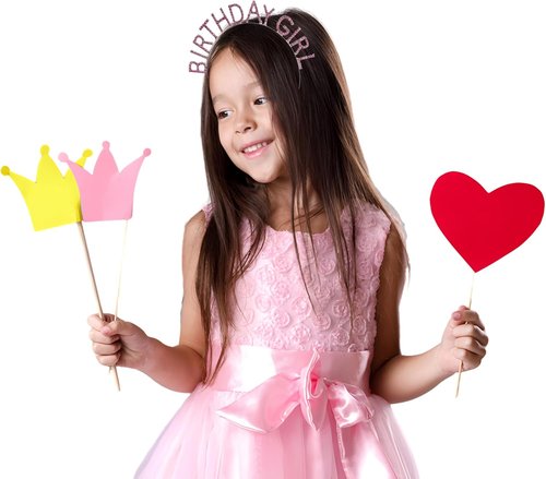 GREATRIL Pink Birthday Girl Tiara & Sash Set - Perfect Princess Party Accessories for Her