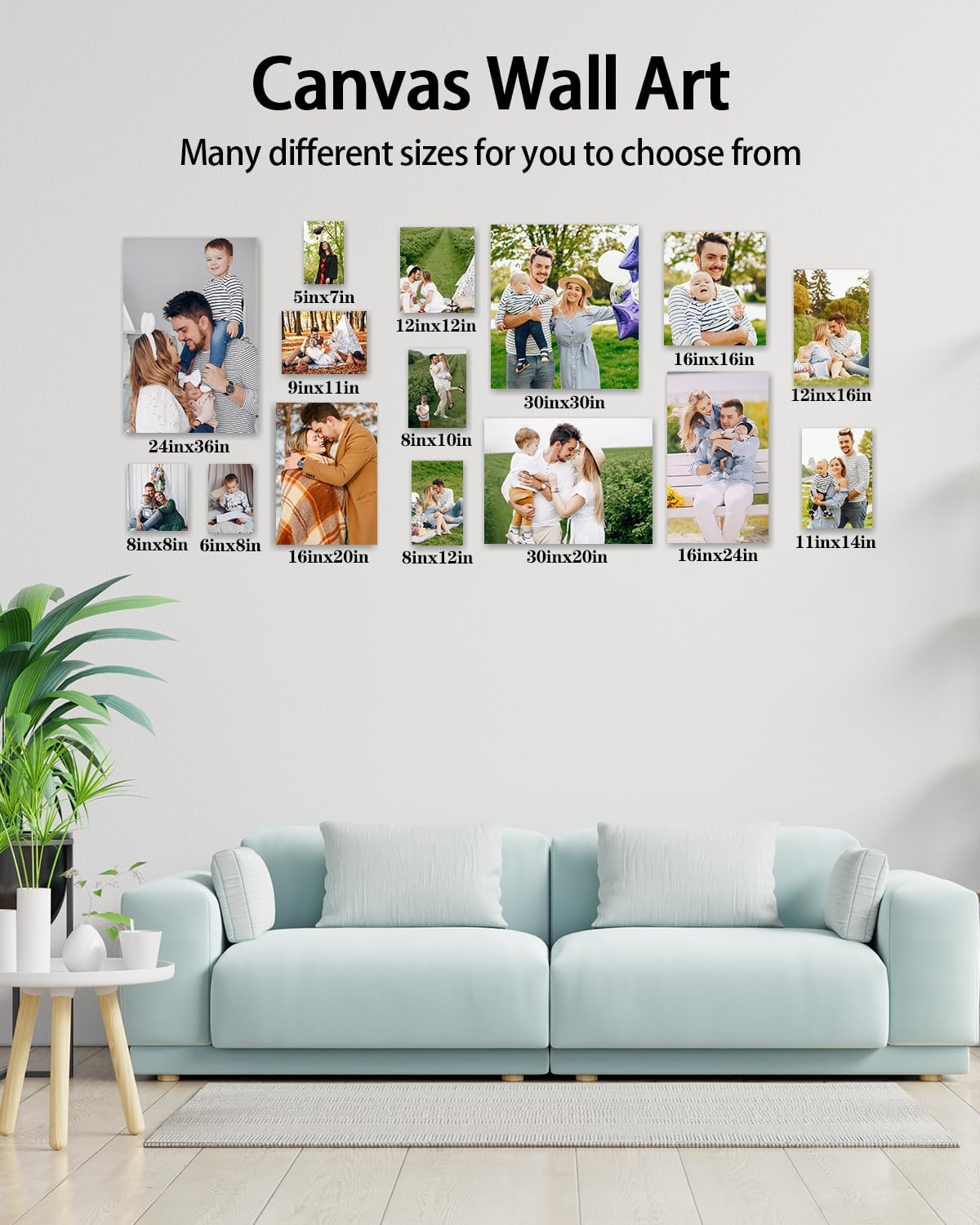 Skiennix Personalized Canvas Wall Art - Custom Framed 11x14 Prints for Home Decor | Unique Photo Gifts for Family & Friends