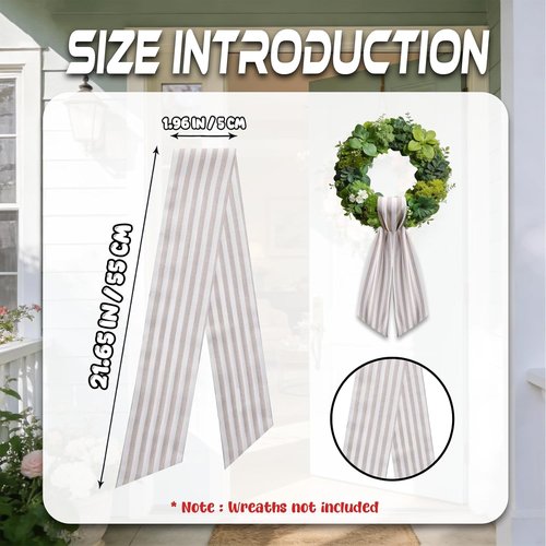 AZYM Wreath Sash Set - Elegant Ribbon Accessories for Indoor/Outdoor Decor | White & Beige