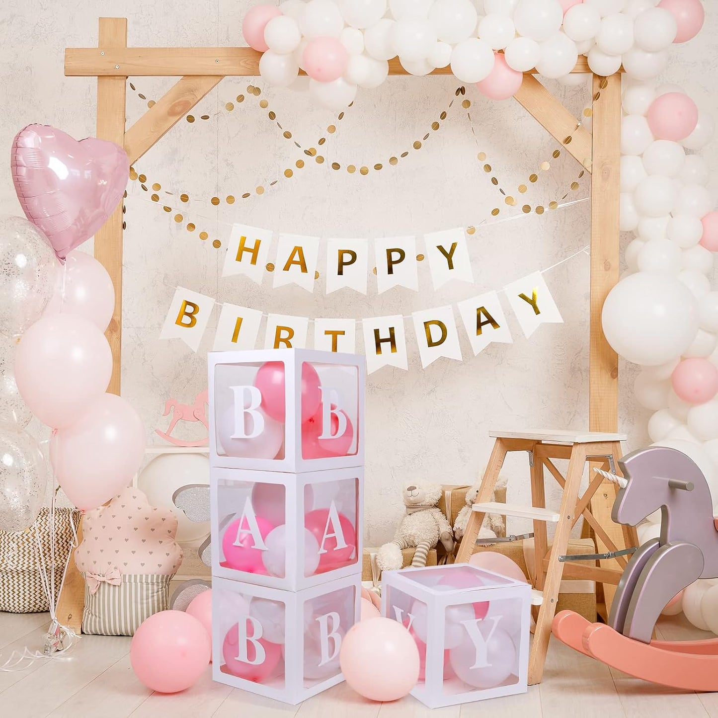 Voircoloria Baby Balloon Box - 42-Piece Letter Set for Gender Reveal & Birthday Parties | Clear Design