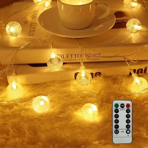 GTSYDING Bubble Globe String Lights - 40 LEDs, 19.6 FT, Waterproof Fairy Lights with Remote | Warm White