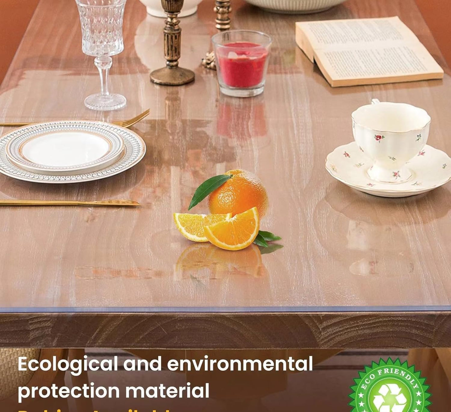 Whirltique Round Clear Table Protector, 47" Round, 1.5mm Thick, Clear Vinyl Table Cover, Scratch Resistant, Dining Room Table Top Protector