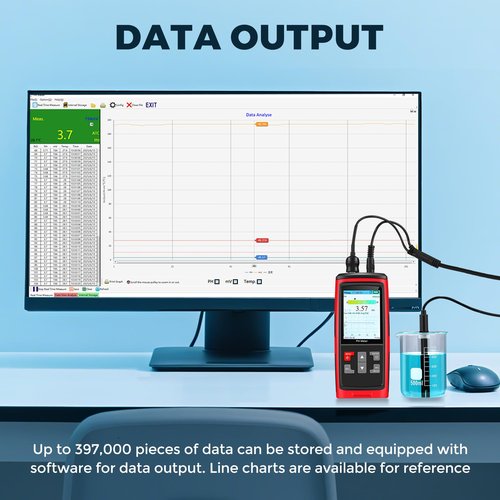 Bonvoisin PH Meter for Water Real-time PH, Temperature, Voltage Measurements in Water with Calibration, Digital PH Tester for Hydroponic Systems, Plant Grow, Pool
