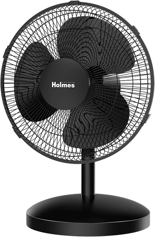 Holmes 12 Inch Oscillating Table Fan - 3 Speed Settings | 75° Wide Angle & 15° Tilt - Quiet for Home & Office