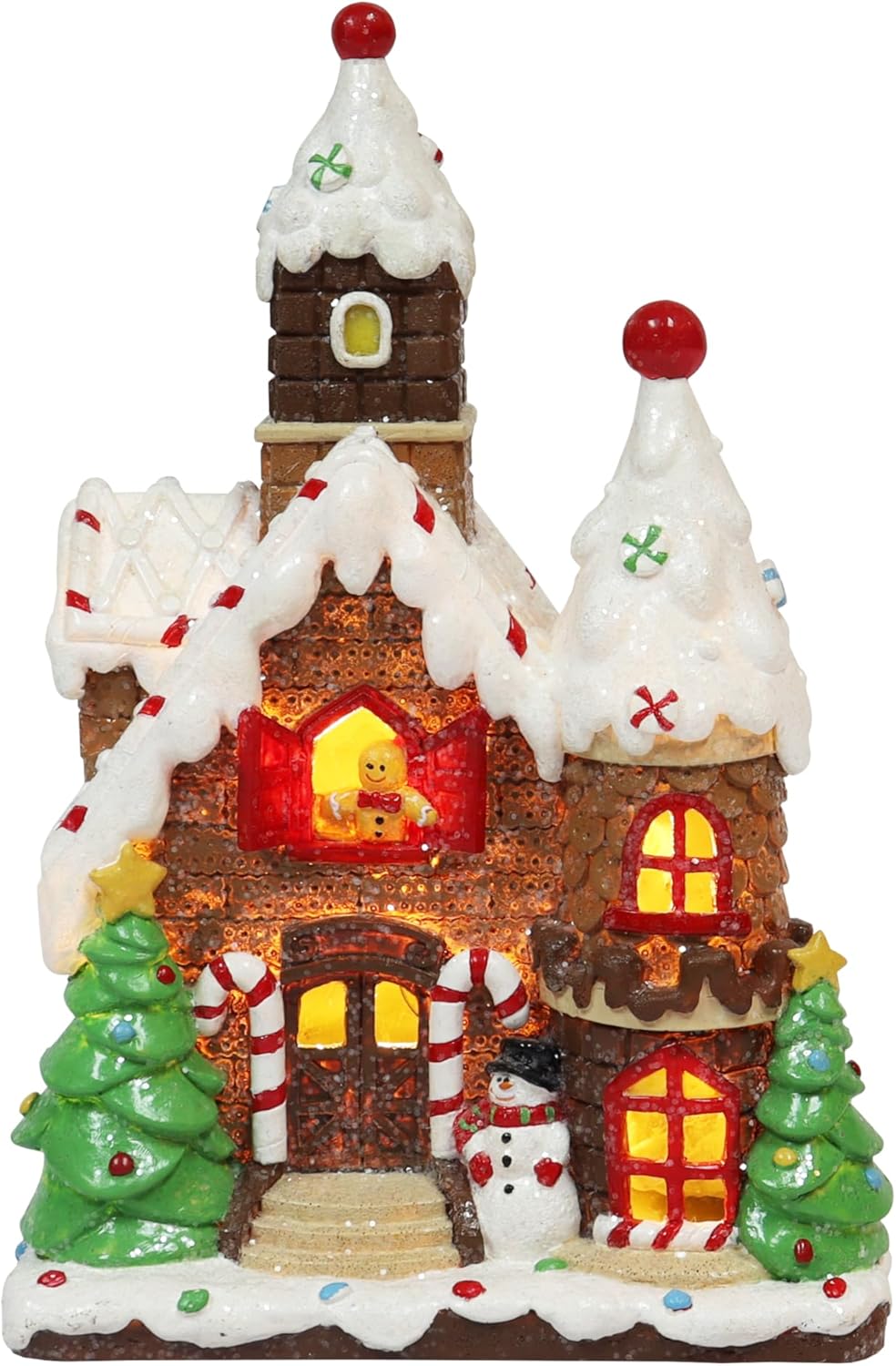 Moments In Time Christmas Gingerbread House - Hand-Painted Resin Décor with LED Lights | 10”H Tabletop Display