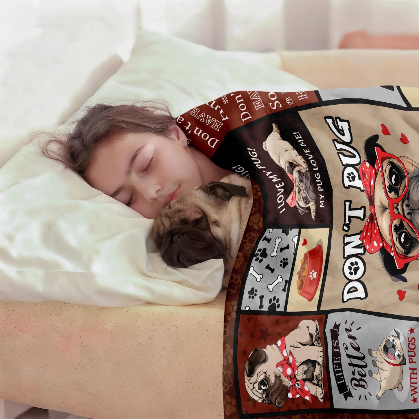 CIUGOIG Pug Gifts for Pug Lovers Blanket 50"x60"- Pugs Themed Gifts for Women/Owners Stuff - Birthday Ideas for Pugs Dog Throw Blanket for Kids & Adults