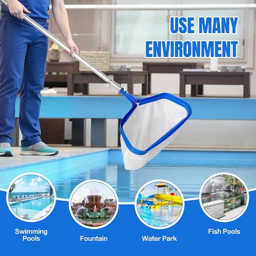 Joyhalo Pool Skimmer Net - Adjustable 2.5FT-10FT Aluminum Pole & Fine Mesh for Efficient Leaf Cleaning