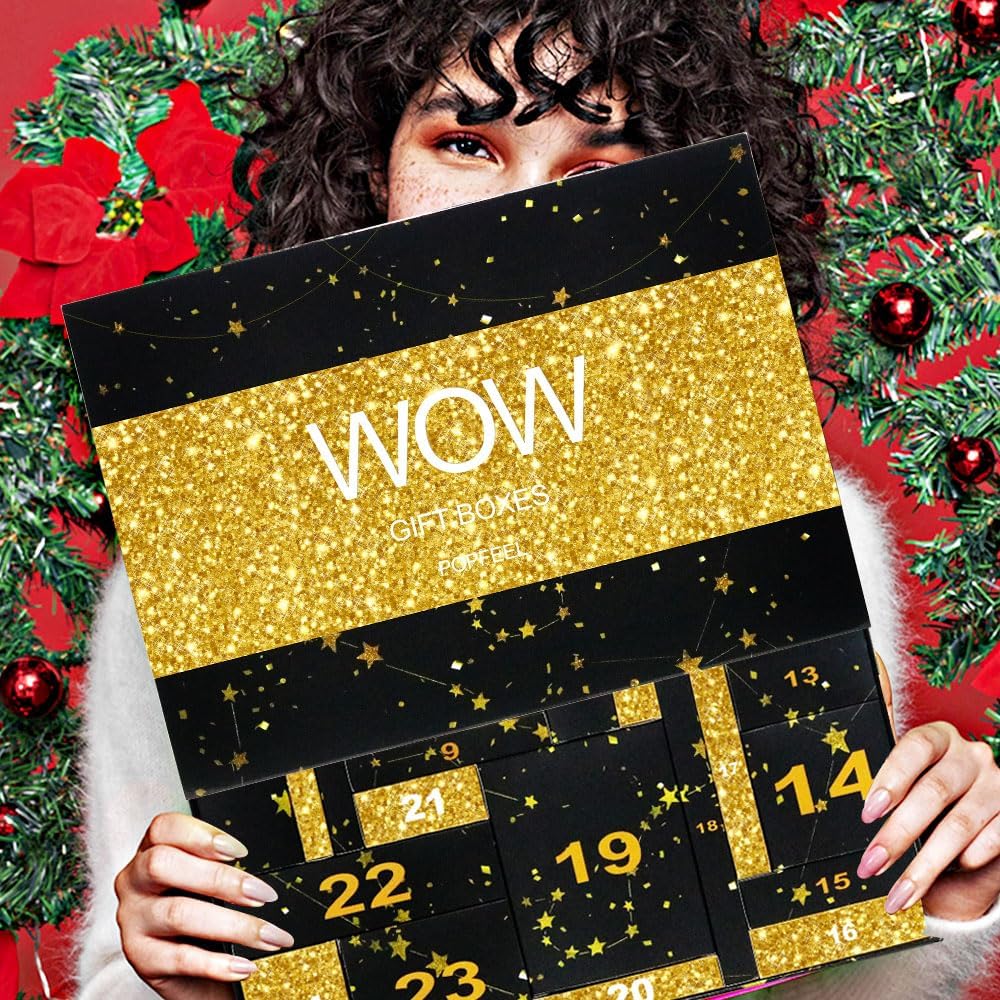 Skiennix Makeup Advent Calendar 2025 - 24-Day Countdown Gift Box for Christmas & Birthdays | Black Gold