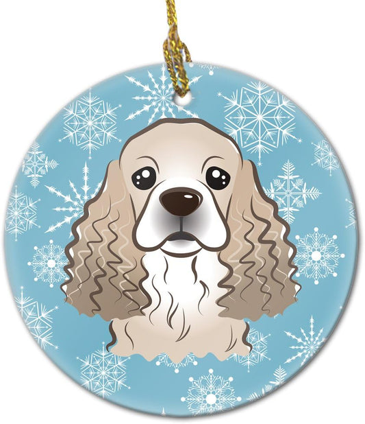 Cocker Spaniel Snowflake Ceramic Ornament - 3" Christmas Tree Decoration