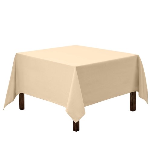 Gee Di Moda Square Tablecloth - 52 x 52 Inch Beige Table Cloth for Small Square or Round Tables - Heavy Duty Washable Fabric - for Buffet Table, Holiday Party, Dinner, Wedding & Baby Shower
