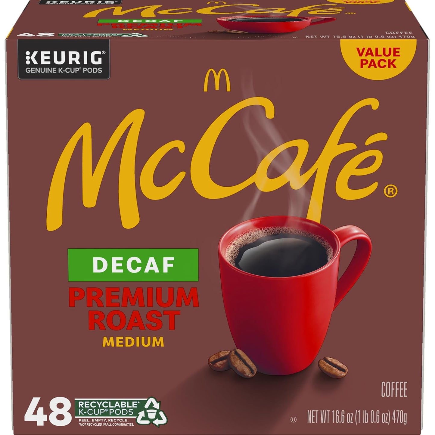 McCafe Premium Roast Decaf Coffee Pods - Medium Roast Keurig K-Cup Pods | 48 Count