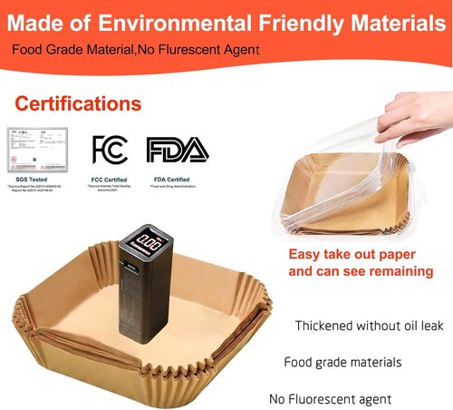 Chefman Air Fryer Liners - Disposable Non-Stick Parchment Paper for 4 Qt & 4.5 Qt Fryers | 120 Pcs Unbleached