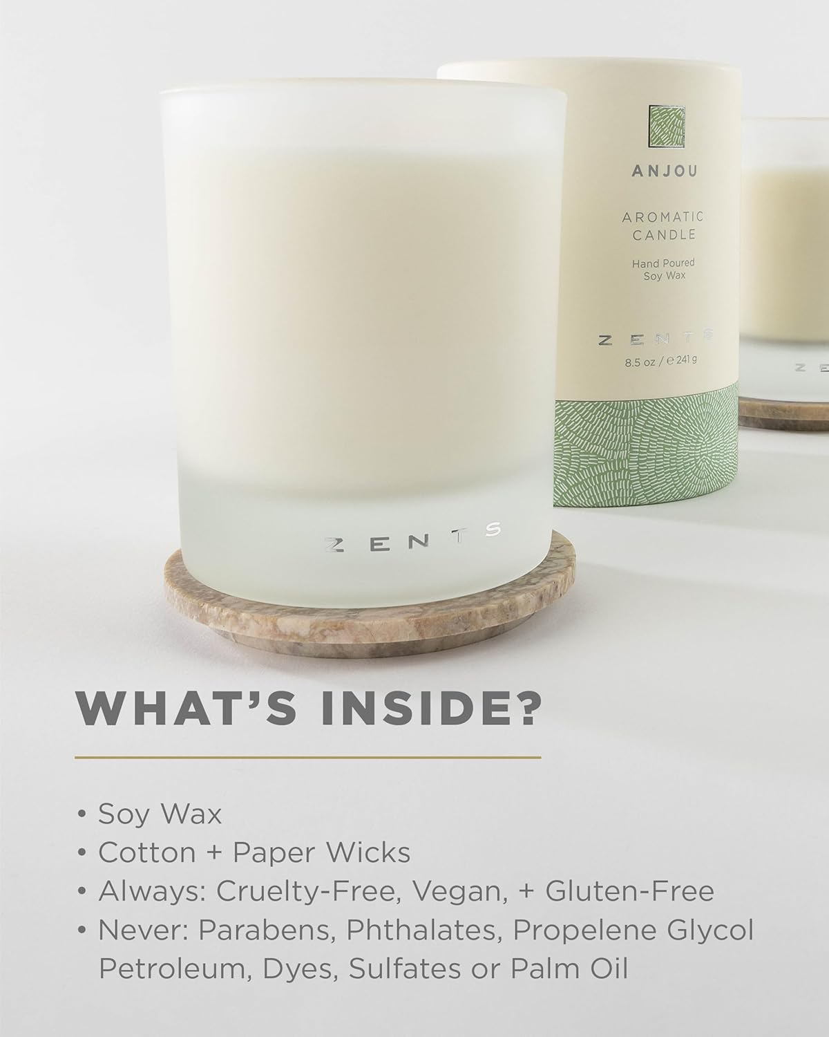 Zents Scented Soy Wax Candle (Earth - Sandalwood & Fir Needle), Large Jar Single Wick, Uplifting Home Decor Accent, 8.5 oz