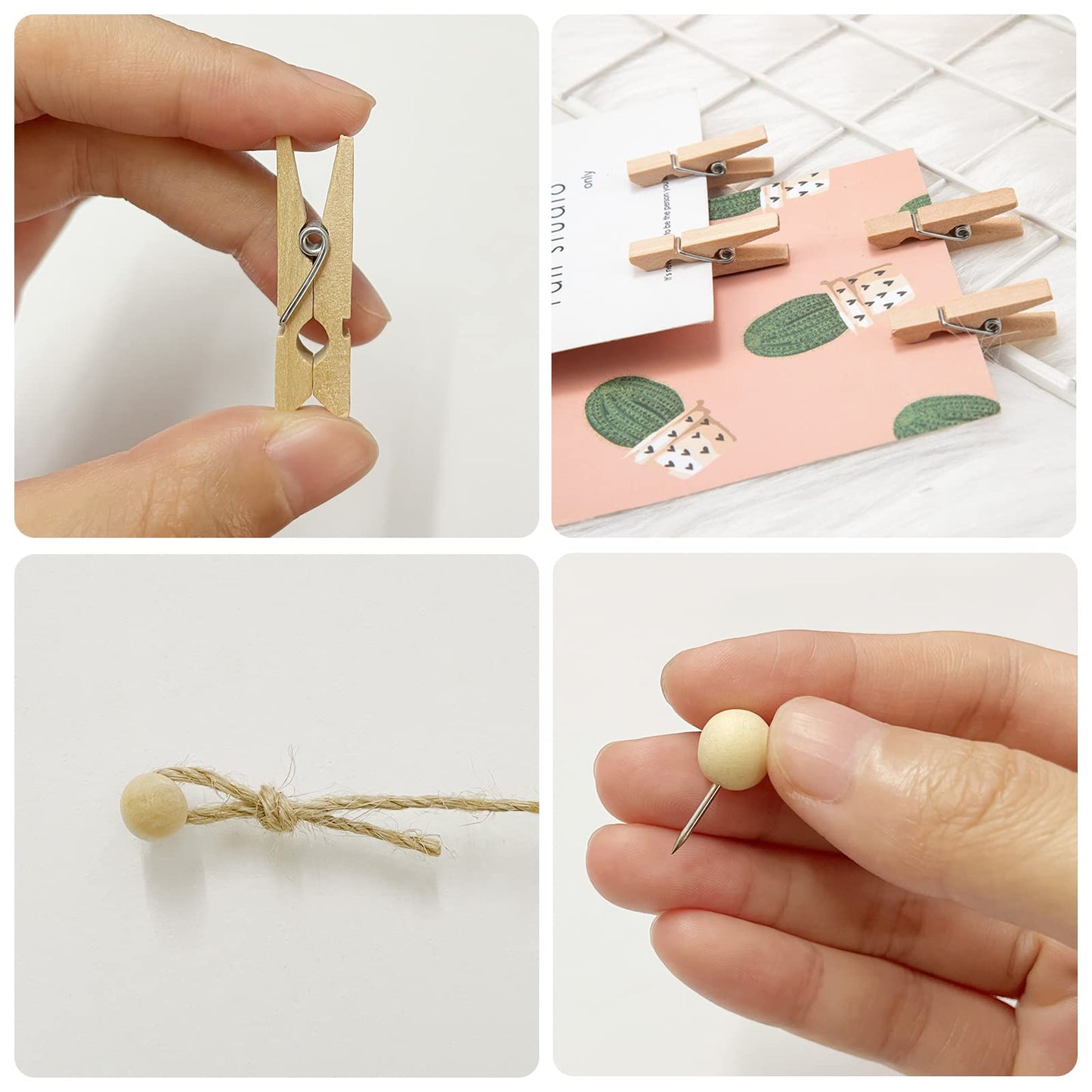 Photo Hanging Display with 50 Photo Clips, String Hanging Pictures Decor Wall Display, Clip Photo Holders for Hanging Kids Artwork On Wall Decor Home