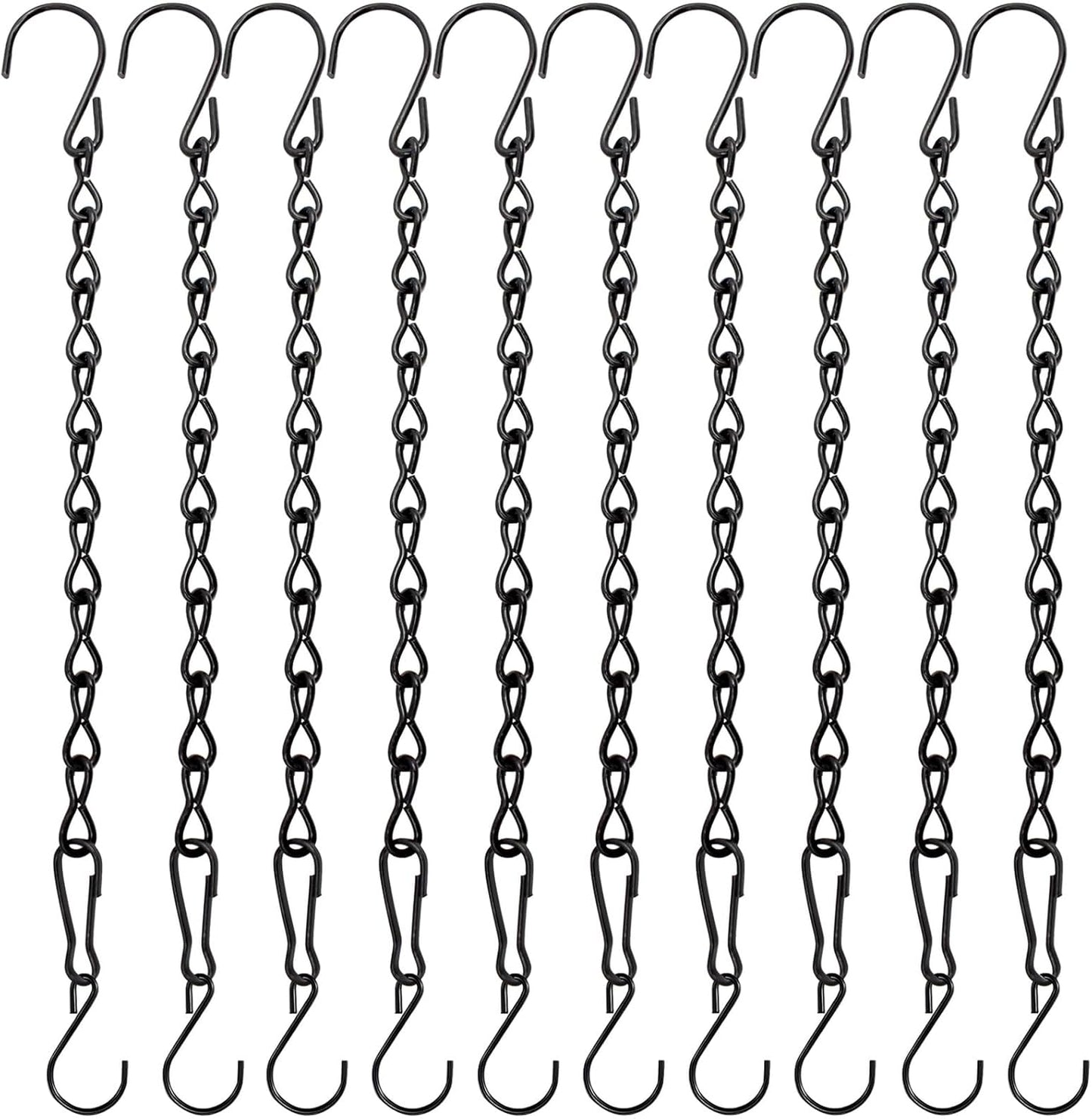 YINGFENG 10 Pack Black Hanging Chains - 9.5 Inch Garden Plant Hangers for Feeders, Lanterns & More
